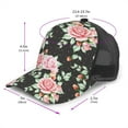 thumbnail image 2 of Lsque Rose Flowers Printed Trucker Hat - Baseball Cap for Men Women - Breathable Mesh Side, Adjustable Fit - for Casual Wear, 2 of 7