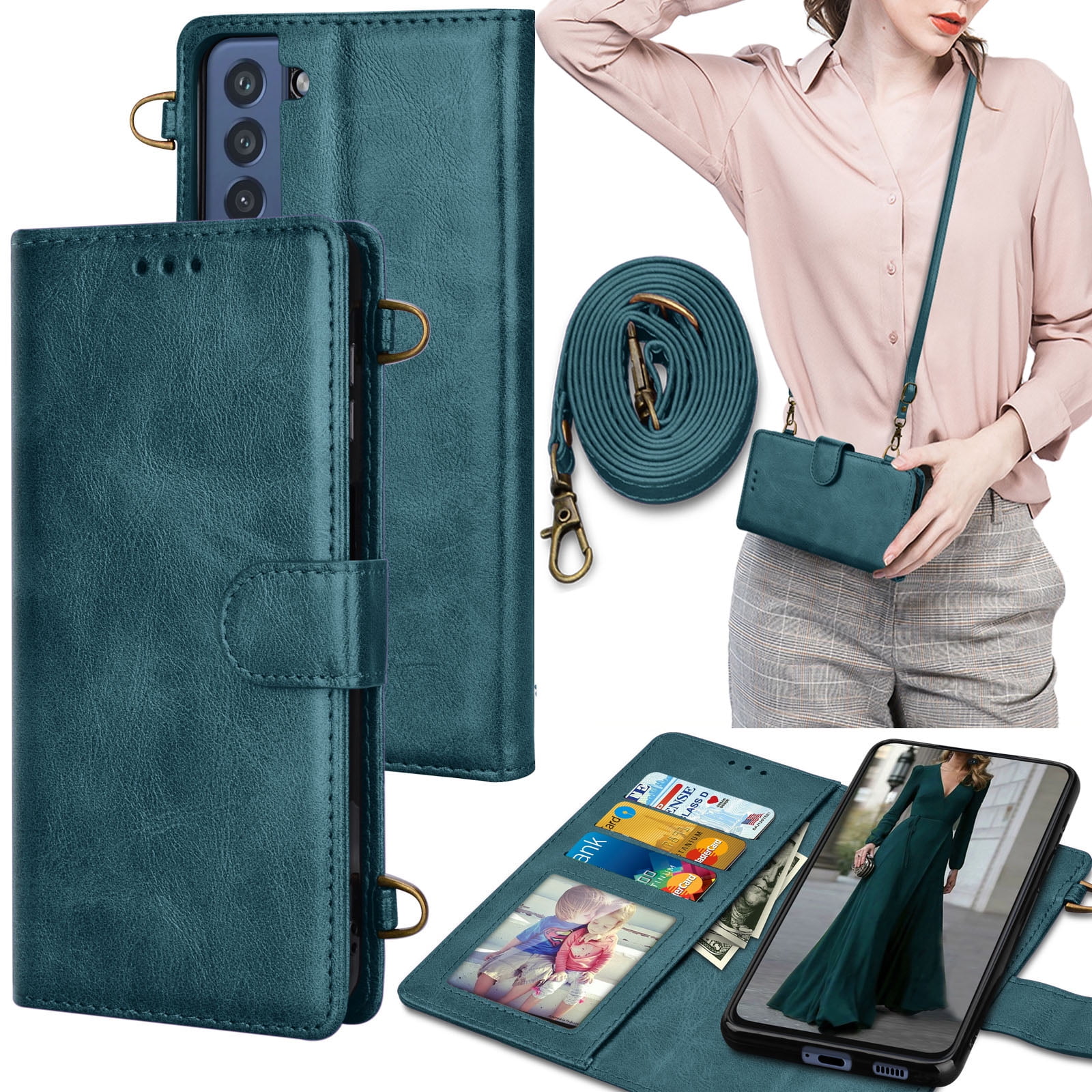 Samsung Galaxy S21 Wallet Case, Tiflook Crossbody Shoulder Carrying