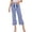 Dark Blue, variant on Womens Cropped Striped Straight Leg Capri Pants Casual High Waisted Stretch Front Pockets Cropped Pants Summer Fashion Comfortable Daily Daily Commuter Wear Dark Blue XXL
