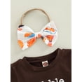 thumbnail image 5 of 3Pcs Baby Girl Holiday Outfit, Print Short Sleeve T-Shirt + Diaper Cover Bloomers + Headband Set, 5 of 9