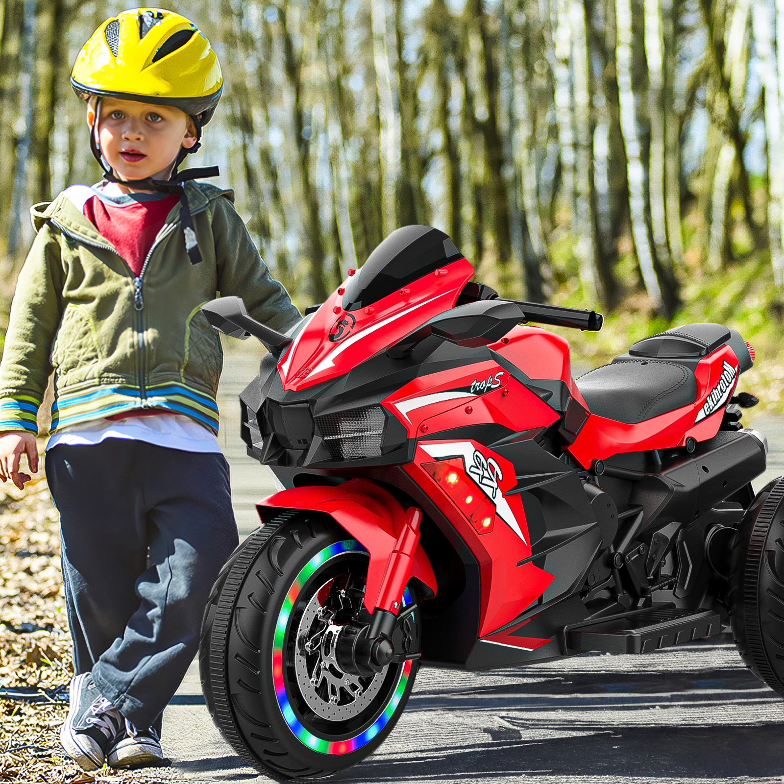 Kids Ride on Motorcycles ,12V Electric 3 Wheels Motorcycle with Music & Light for 3-6 Years