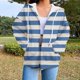 thumbnail image 1 of ICHUANYI Clearance Women's Casual Printed Zippered Long Sleeved Hooded Sweater Jacket Top(Blue, M) ICHUANYI WER2023081511612, 1 of 6