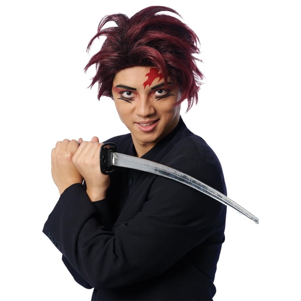 Peluca Costume Culture Franco Slayer, color burdeos, anime, Halloween