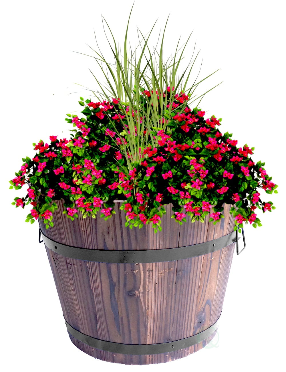 Extra Large Wooden Whiskey Barrel Planter, 18&quot; Dia x 14