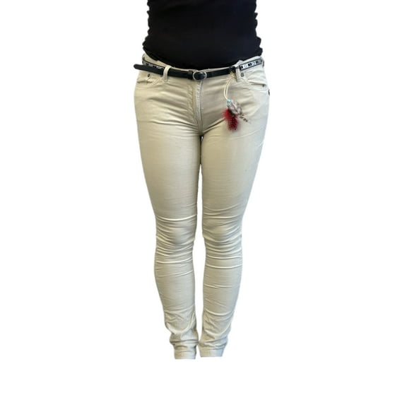 Maison Scotch Women's Belted Skinny Low Rise Pants, Beige, 30/32