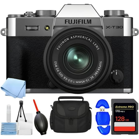 FUJIFILM X-T30 II Mirrorless Camera with XC 15-45mm OIS PZ Lens (Silver)