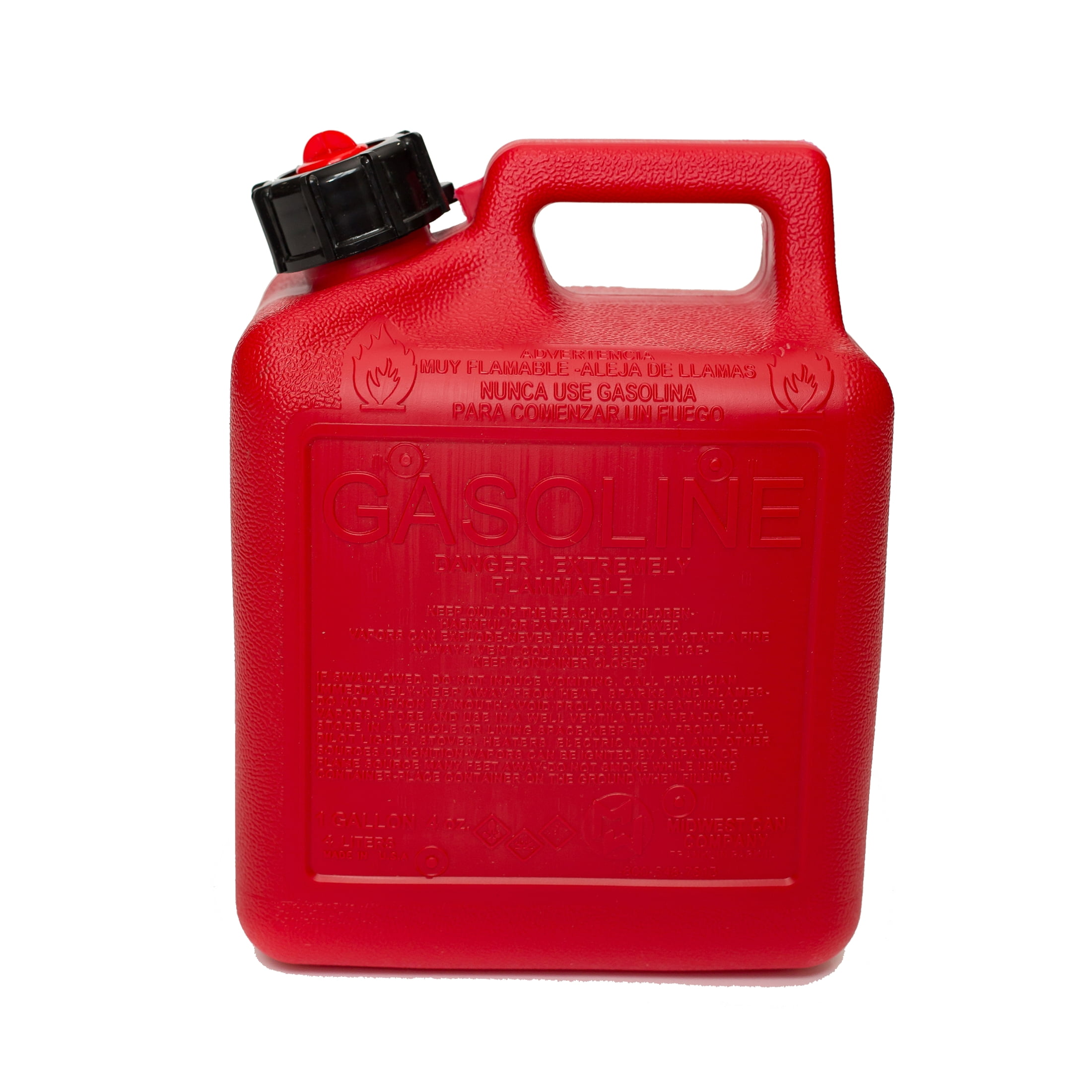 Midwest Can Company Auto Shut off Gasoline Can, 1 Gallon 4 oz. Capacity #1210, Red in Color