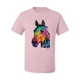 thumbnail image 2 of Wild Bobby, Neon Rainbow Horse Animal Lover Men's Graphic T-Shirt, Light Pink, X-Large, 2 of 3