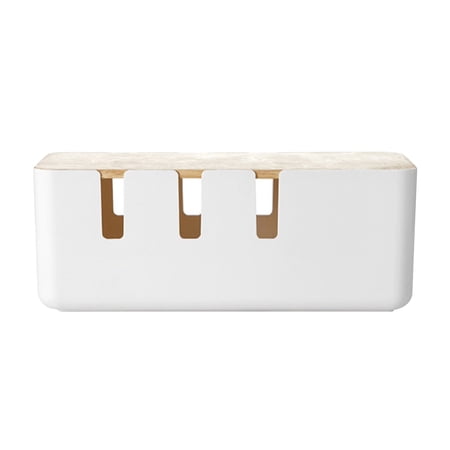 Cable Management Box 12x5x4.5 inches  Wood Lid  Cord Organizer for Desk TV Computer USB Hub System to Cover and Hide & Power Strips & Cords