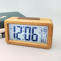 WHAMVOX  Solid Wood Electronic Clock Digital Battery Operated Bedroom Alarm Clocks Child