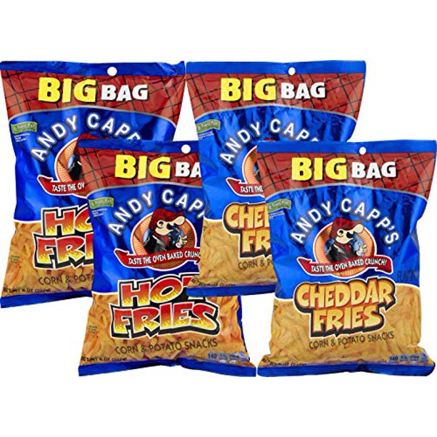Andy Capps Fries 8 oz. Big Bag Cheddar & Hot Variety 4Pack