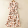 thumbnail image 3 of Womens Boho Floral Print Maxi Dress Summer Short Sleeve Crewneck Casual Loose Long Dresses, 3 of 6