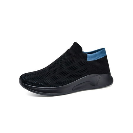 

Crocowalk Womens Walking Shoes Breathable Sock Sneaker Sport Flats Unisex Casual Shoe Running Comfort Stretchy Sneakers Black Blue 8.5