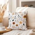 thumbnail image 3 of Ethan Taylor Floral Throw Pillow Soft Cushion Cover 'Wildflower Horizon Flowers Scandinavian Flowers' Pattern Decorative Square Accent Pillow Case, 20x20 Inches, Black, Orange, 3 of 5