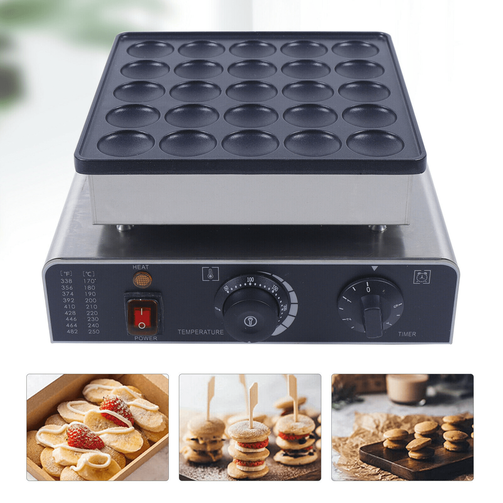 DENEST Commercial Mini Muffin Machine Nonstick Dutch Mini Pancake Maker  Waffle Maker Machine 25 Hole 110V