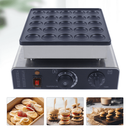 

DENEST Commercial Mini Muffin Machine Nonstick Dutch Mini Pancake Maker Waffle Maker Machine 25 Hole 110V