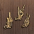 thumbnail image 3 of Zeckos Gold Cast Iron Hand Gesture Decorative Wall Hooks Set of 3, 3 of 6