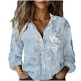 thumbnail image 2 of Plus Size Women's Long Sleeve Button Down Shirt with V-Neck and Loose Fit for Casual Comfort, 2 of 6