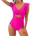 thumbnail image 5 of Enjoytime Women's One Piece Swimsuit Wrap Color Block Cut Out Tummy Control Bathing Suits Sports Jumpsuit Surfing Sleeveless Ruffles Swimwear Monokini, 5 of 5