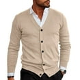 thumbnail image 2 of Zimjoy Men's Cardigan Sweaters Casual V Neck Button Up Cable Knitted Sweater Slim Fit Long Sleeve Beige Cardigan Open Front Lightweight Trench Coat with Pocket, Beige 3XL, 2 of 6
