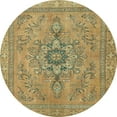 thumbnail image 1 of Ahgly Company Machine Washable Indoor Round Abstract Metallic Gold Area Rugs, 5' Round, 1 of 7