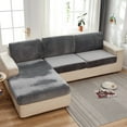 thumbnail image 2 of 2022 Universal Sofa Cover, Stretch Velvet Couch Cushion Slipcovers Replacement, Anti-Slip L-Shape Sofa Covers, Chaise Lounge Sofa Slipcover (Grey, 1-Seater Cushion Cover), 2 of 16