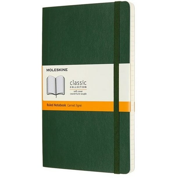 Moleskine Notebook, Large, Ruled, Myrtle Green, Soft Cover (5 x 8.25
