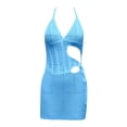 thumbnail image 4 of Women's Casual Dresses For Everyday Wear Hollow Out Knit Versatile Summer Apparel For Relaxed Outings With Sandals And Cardigans Tummy Hiding Dresses for Women plus Size Tunic Dress Women's Dresses, 4 of 4