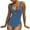 Blue, variant on WREESH Women's Push Up One Piece Swimsuit Tummy Control U Monokini Ruched High Cut Bathing Suit Fashion Swimwear 2025 Black
