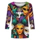 thumbnail image 5 of Xuyuer 2025 Womens 3/4 Sleeve Tops Mardi Gras and Christmas Costumes Fashion Round Neck Blouse, 5 of 6