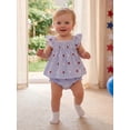 thumbnail image 6 of Cenuakty Newborn Baby 3M 6M 12M 18M 24M Girls Independence Day Outfits Adorable Star Print Flying Sleeve Square Neck Tops and Shorts Set, 6 of 9