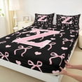 thumbnail image 3 of Feelyou Initial Z Letter Bed Sheets, Kawaii Ribbon Bow King Sheets, Love Heart Sheet Set, Lightweight Bedroom Decor, 4 Piece, 3 of 7