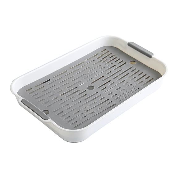 Pet Litter Box with Grate – Double Layer Animal Toilet Tray, Large Anti-Flip Training Pan with Removable Mesh for Rabbits, Guinea Pigs, Chinchillas, Hamsters, Gerbils (White)