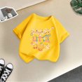 thumbnail image 4 of Curuila Kid Girls Tops Letter Print Crew Neck Short Sleeve Tee Summer Casual Loose T Shirt Yellow Size 10-12 Years, 4 of 4