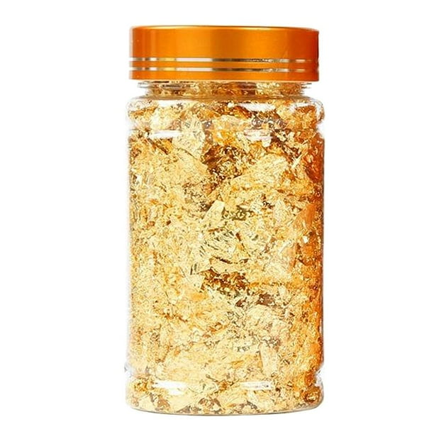 Copos de resina dorada-imitación de oro, plata, cobre, copos de lámina metálica para artes y artesanías, arte de uñas - 3g de oro Sunnimix Copos de resina dorada
