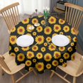 thumbnail image 3 of Black Sunflower Round Tablecloth 60" X 60",Wrinkle Wipeable Table Cloth for Kitchen Dining Room Picnic Patio Party, 3 of 6