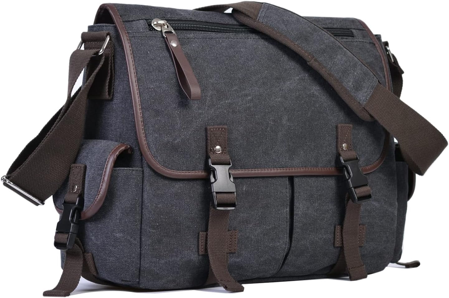 Vintage Canvas 15.6 inch Laptop Messenger Bag for Men Women, College Computer Satchel Shoulder Bag Travel Office Briefcases