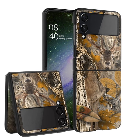 ANJ Hard Protective Printed Case Cover Compatible with Samsung Galaxy Z Flip 4 - Deer Camo