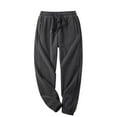 thumbnail image 2 of Pantalones largos para hombre, informales, de otoño, de color liso, con cintura elástica y lazo, de poliéster., 2 of 3