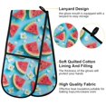 thumbnail image 4 of Dailycode Double Sided Oven Mitt with Loop Heat Resistant Kitchen Long Potholders 7" x 35" Watermelon Slices with Plumeria Flowers, 4 of 6