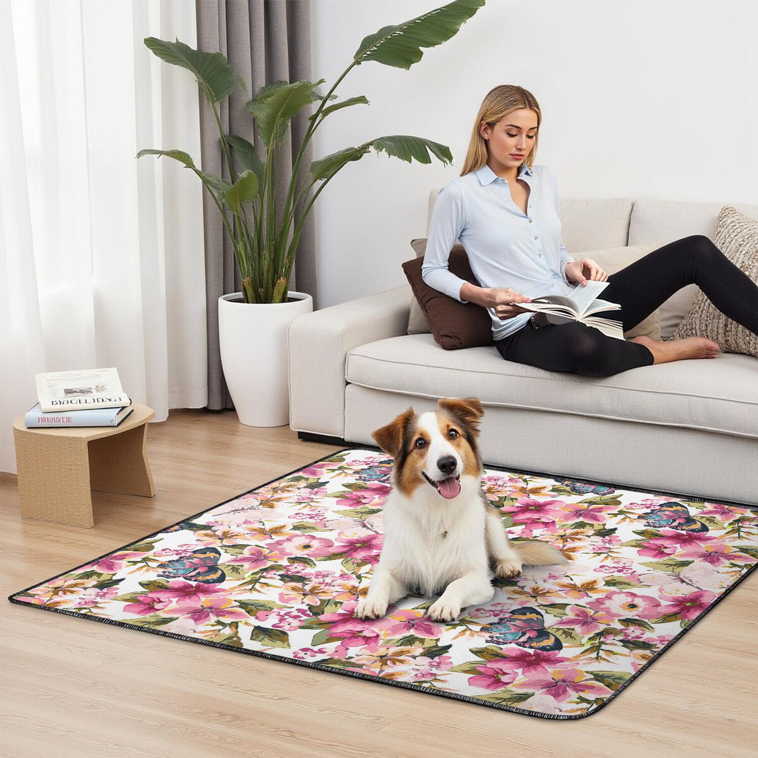 48x48 Inch Washable Dog Pad 2-Pack, Highly Absorbent Reusable Puppy Potty Training Mat with Leak-Proof Base, Non-Slip for Indoor Use, Floral