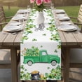 thumbnail image 4 of St. Patrick's Day Table Runner - 70 Inch Long Spring Lucky Shamrocks Green Truck Country Cotton and Linen Blended Dress Scarves Farmhouse Table Runner for Kitchen Dining, Coffee Table, 13" x 70", 4 of 8