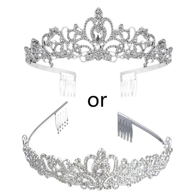HLONK Women Kids Tiara Crowns with Comb Pins Imitation Crystal Glitter for Rhinestone