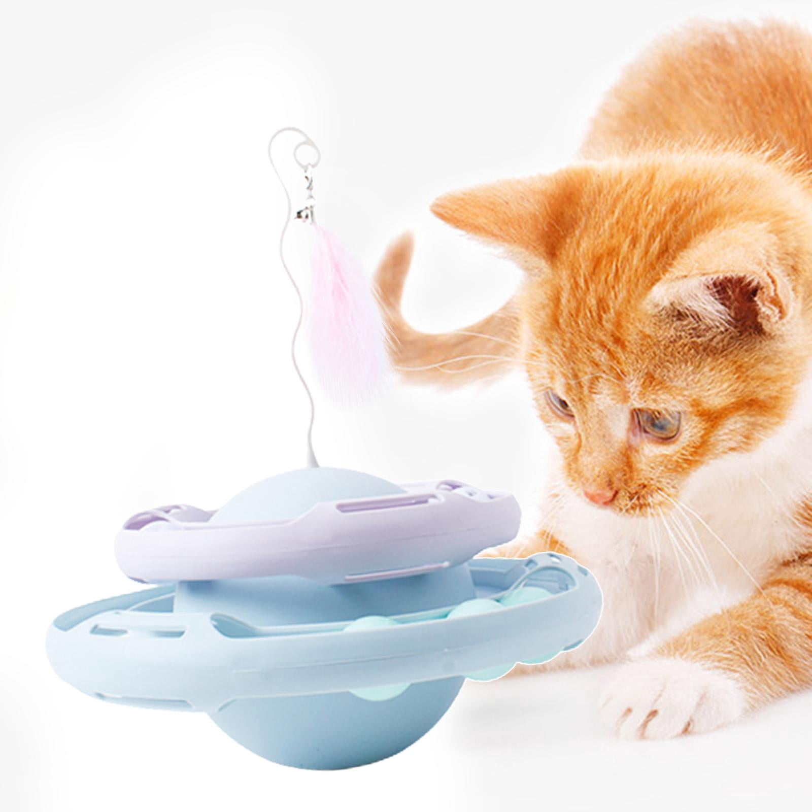 EHJRE 360 Degree Cat Tumbler Toy Indoor Training Chasing Playing Rolling Ball Interactive Cat Toys - Blue Purple