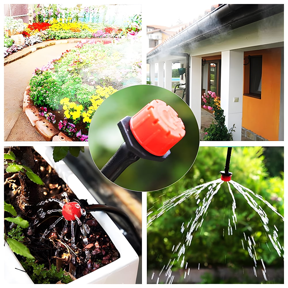 Drip Irrigation System Kit - 49FT Automatic Irrigation System Patio Misting Plant Watering System with 4/7-inch Irrigation Tubing Hose Adjustable Nozzle Emitters Fittings