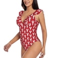 thumbnail image 3 of Yiaed Cartoon Lobster Print Women's Ruffled One Piece Swimsuit V Neck Swimwear Slimming Monokini for Woman-Large, 3 of 8