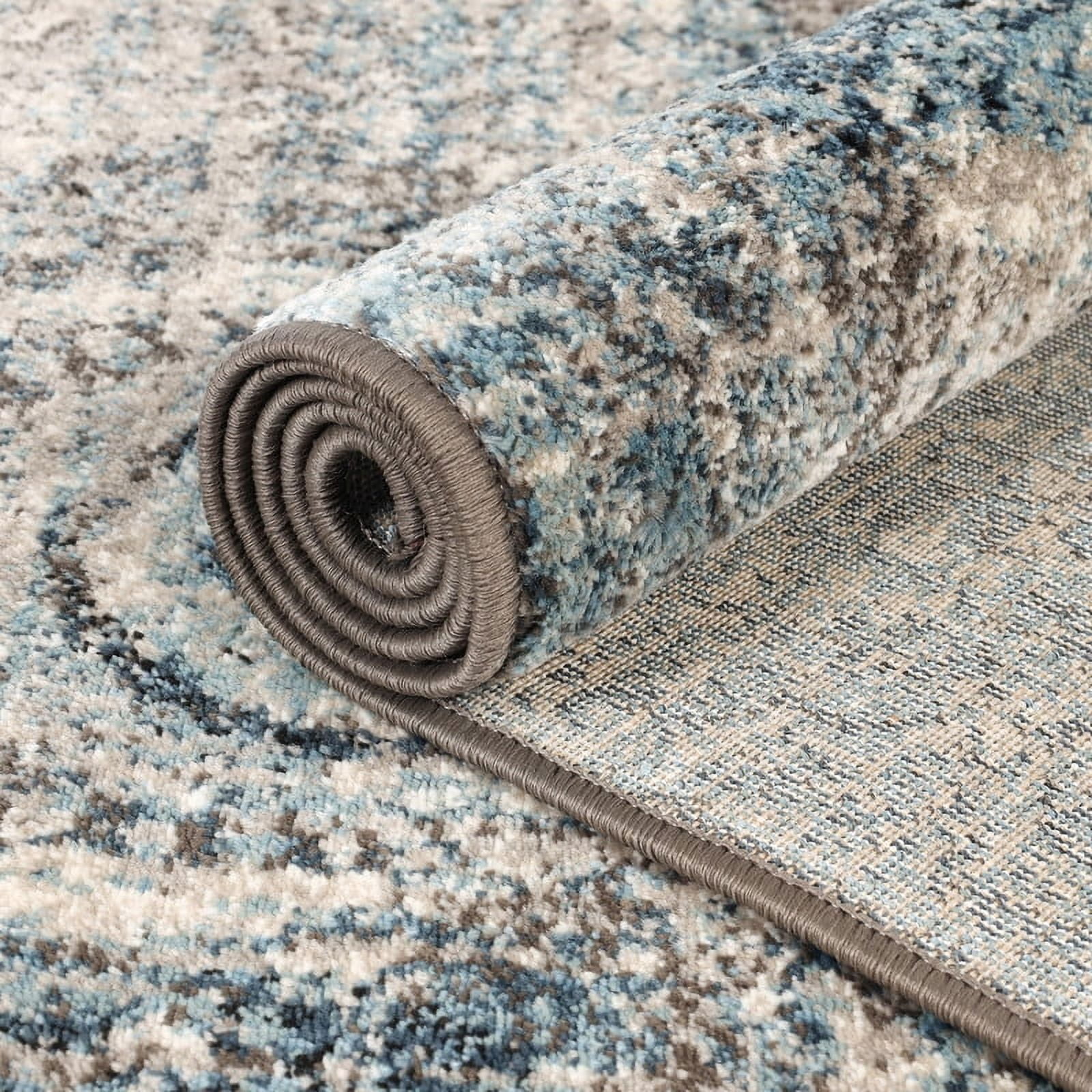 Superior Salford Medallion Indoor Runner Rug, 2' 7" x 8', Blue-Beige