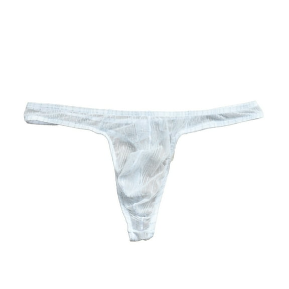 khonts,Men's Sexy Elastic Low Waist Thong Classic Slim Fit Briefs Comfortable Everyday Breathable Underwear White XL