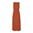 thumbnail image 3 of Women's Casual Dress for Everyday Wear Mid Length Sleeveless Ribbed Crew Neck Vest Split With Cut Out Detailing Orange XL, 3 of 8