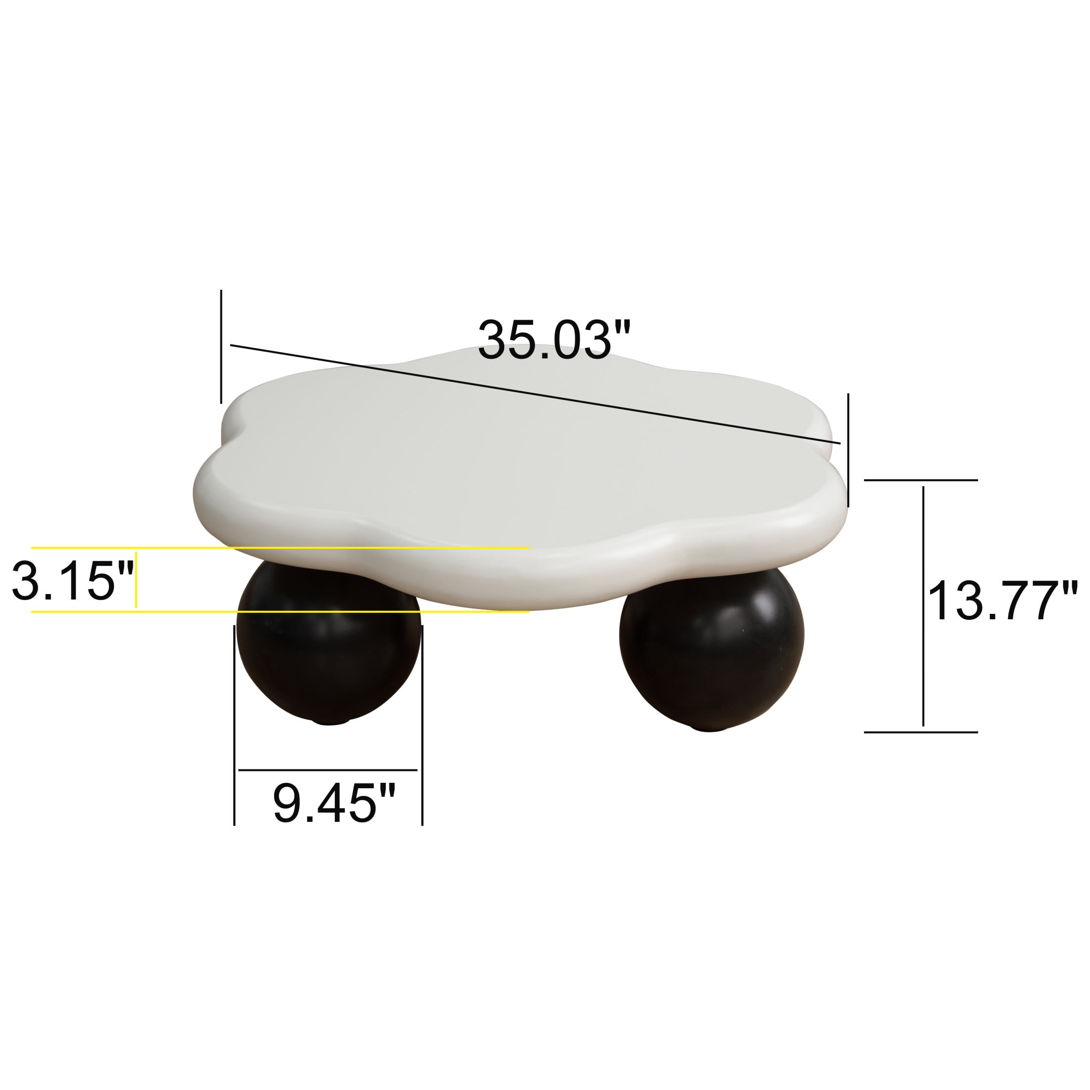 Noble House Kieran 35" Cloud Coffee Table, Modern Minimalist Living Room Table, Small Space Accent Table, Cream White